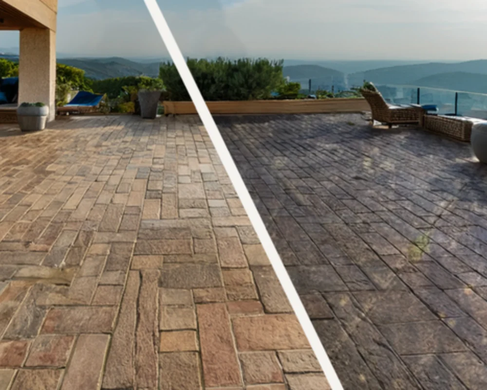 Décapage sol terrasse avant après